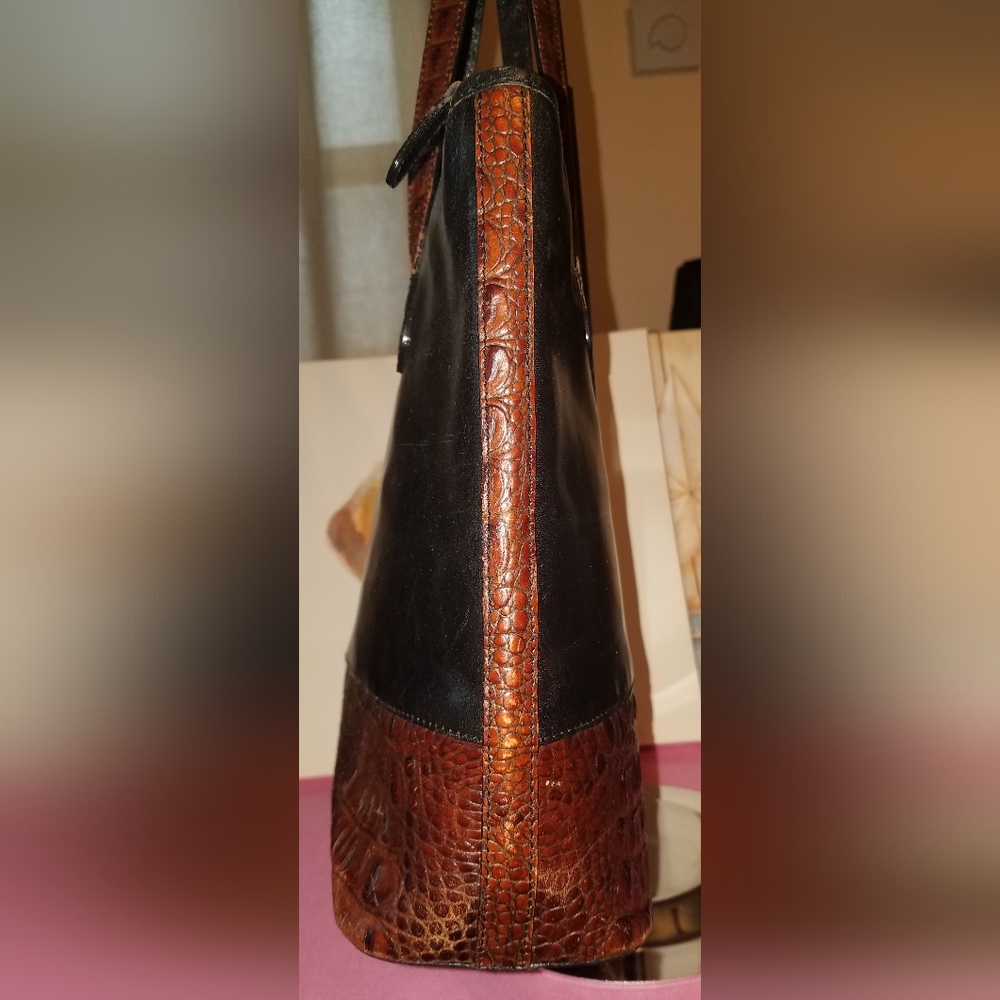 Brahmin Black Leather Tote Tuscan Pecan Melbourne Susana Collection - Picture 8 of 17